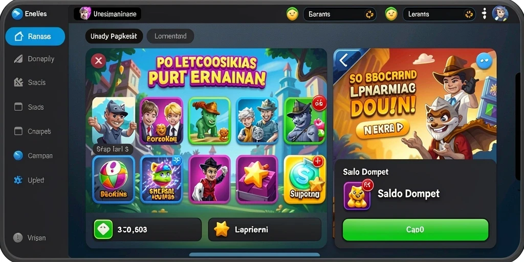 Tampilan utama permainan yang menarik dan intuitif.